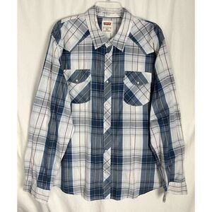 Levis Shirt Mens XXL Long Sleeve Pearl Snap Plaid Casual Western‎ Regular Shirt